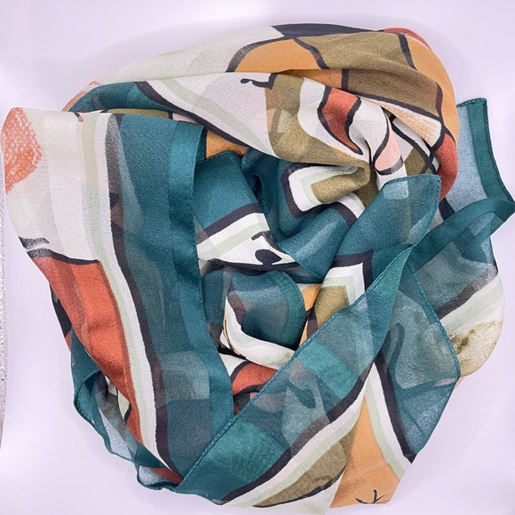 Vintage Made in Italy Polyester Abstract Scarf 34" x 35" - Picture 3 of 10